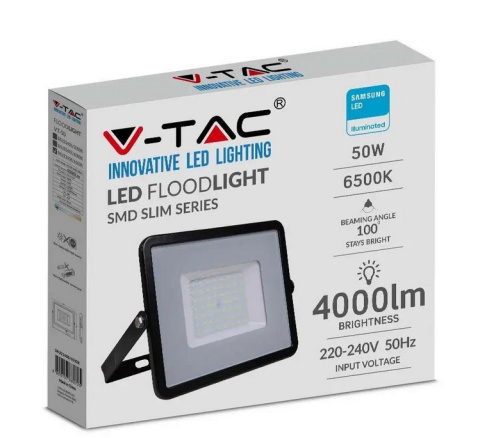 Naświetlacz LED V-TAC 50W SAMSUNG CHIP czarny VT-50 4000K 4000lm 5 lat Gwarancji Naświetlacz LED V-TAC 50W SAMSUNG CHIP czarny VT-50 4000K 4000lm 5 lat Gwarancji