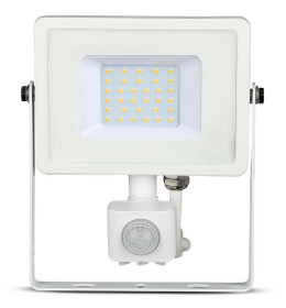 Projektor LED V-TAC 30W SAMSUNG CHIP Czujnik Ruchu Funkcja Cut-OFF Biały VT-30-S-W 6400K 2400lm 5 Lat Gwarancji SKU 459