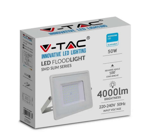 Projektor LED V-TAC 50W SAMSUNG CHIP Biały VT-50 4000K 4000lm 5lat Gwarancji Projektor LED V-TAC 50W SAMSUNG CHIP Biały VT-50 4000K 4000lm 5lat Gwarancji