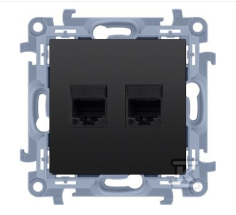 Simon 10 Gniazdo komputerowe RJ45 kategoria 5e = telefoniczne RJ11 czarny mat Simon 10 Gniazdo komputerowe RJ45 kategoria 5e = telefoniczne RJ11 czarny mat