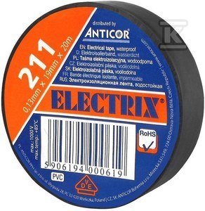 TAŚMA IZOL.19X20 CZARNA ELECTRIC 211P TAŚMA IZOL.19X20 CZARNA ELECTRIC 211P