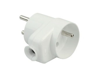 Wtyczka 16A 2P+Z z gniazdem 2P+Z 250V 16A biała WT-16U/G