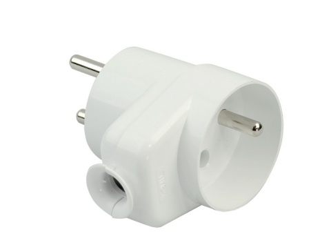 Wtyczka 16A 2P+Z z gniazdem 2P+Z 250V 16A biała WT-16U/G