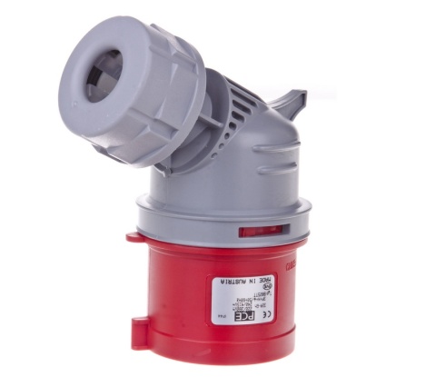 Wtyczka przenośna 32A 5P 400V czerwona kątowa IP44 8025-6TT