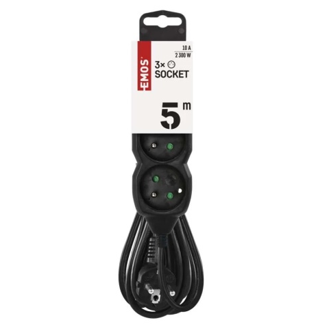 Przedłużacz 3g 5m czarny EMOS PC0315
