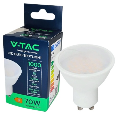 Żarówka LED V-TAC SAMSUNG CHIP GU10 10W 110st VT-271 3000k 1000lm 5lat gwarancji