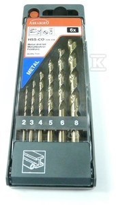 Z.HSS-Co DIN338 KOB.6SZT,FI2-3-4-5-6-8MM Z.HSS-Co DIN338 KOB.6SZT,FI2-3-4-5-6-8MM