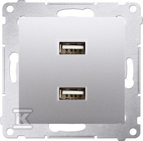 ŁADOWARKA 2XUSB 2.1A, 5V SREBRNY SIMON5