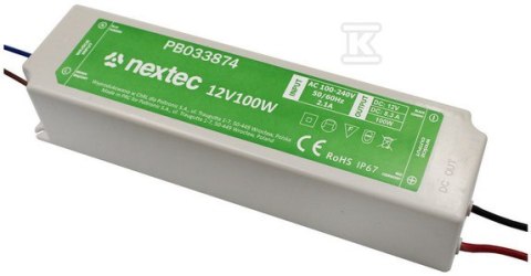 ZASILACZ LED IP67 / 12V / 8,3A / 100W ZASILACZ LED IP67 / 12V / 8,3A / 100W