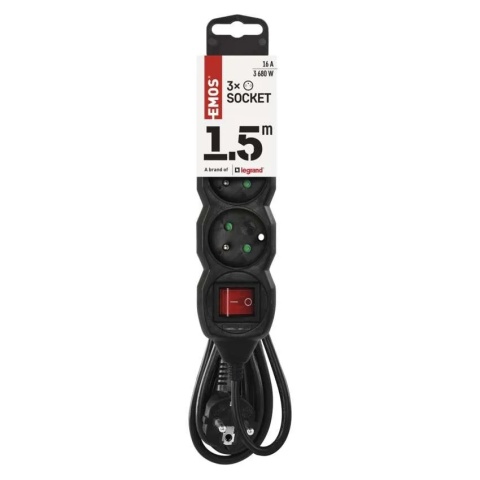 PC1311 - PRZEDŁUŻ. 3G 1,5M Z WYŁ.CZARNY EMOS