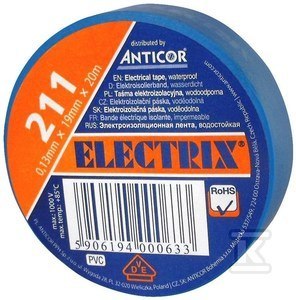 TAŚMA IZOL.19X20 NIEBIESKA ELECTRIC 211 TAŚMA IZOL.19X20 NIEBIESKA ELECTRIC 211