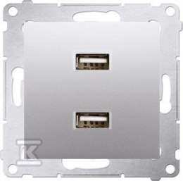 ŁADOWARKA 2XUSB 2.1A, 5V SREBRNY SIMON5